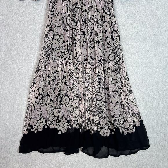 Anthropologie Floral Square Neck Smocked Short Sleeve Midi Dress Size Small - Picture 4 of 12